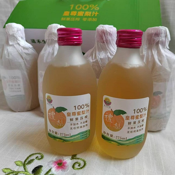 桃129园 山东潍坊100％皇尊蜜梨汁1箱（275ml/瓶*6）